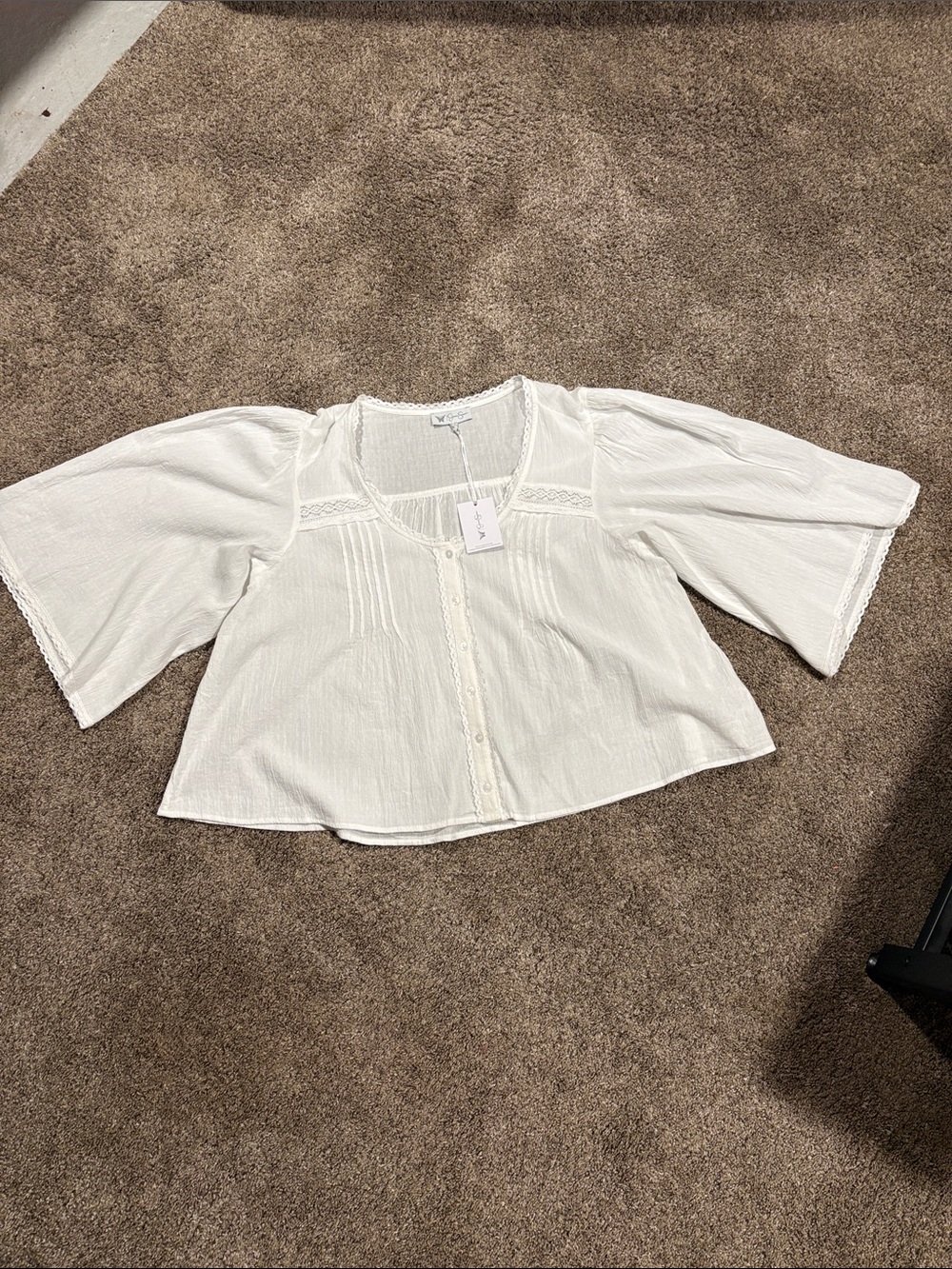 Women's White Button-Front Peasant Blouse size 3x